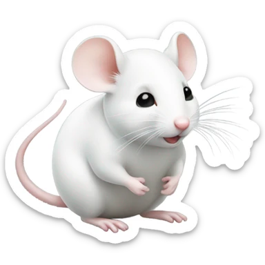 Cute little white mouse kissing sticker