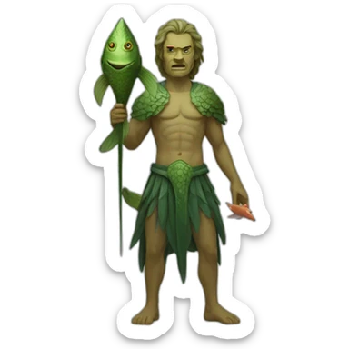 God Dagon, a man with a fish head and a human body sticker