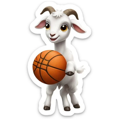 Baby goat playing basketball sticker