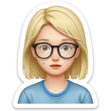 nerd messy girl with acne and glasses sticker