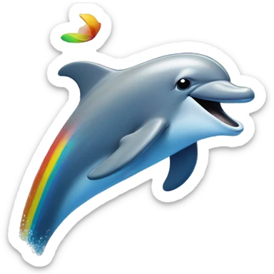 dolphin jumping out of ocean with rainbow background sticker