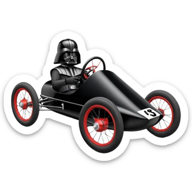 Darth Vader’s plush and refined streamlined two cylinder racing cyclekart with advanced rugged suspension and steering  sticker
