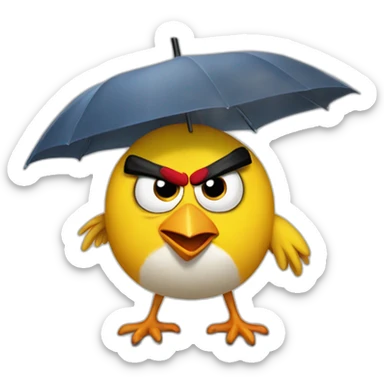 Angry bird eating an umbrella sticker