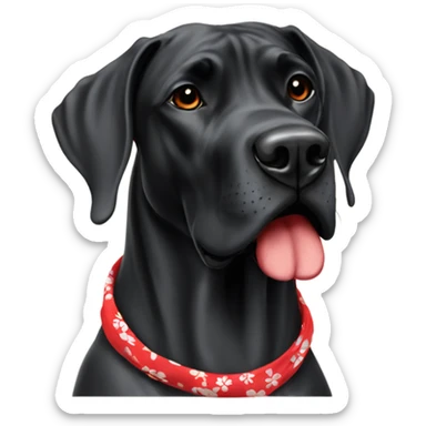 Black Great Dane with Hawaiian red bandana sticker