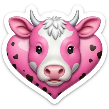 Pink cow print heart sticker