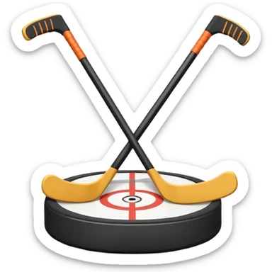 two hockey sticks crossing and a puck sticker
