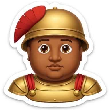 Cinematic Realistic Botero Bronze Roman fat Soldier Emoji. sticker