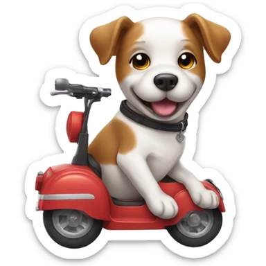 dog riding a scooter  sticker