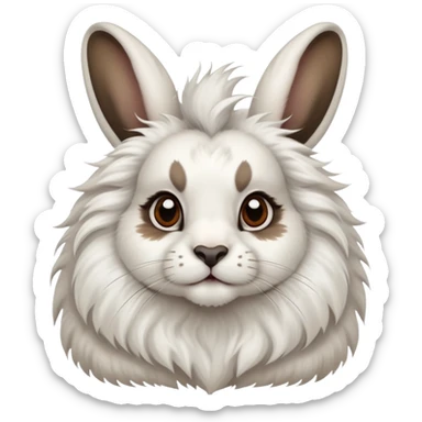 White Lionhead rabbit with dark brown spots, with one ear up and one ear down sticker
