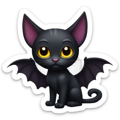 Black-Vampire-Batty-Cat-Fakémon-Cat With Bat-wings as ears  sticker