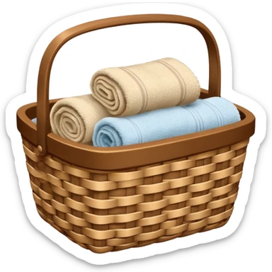 Brown basket with towels sticker
