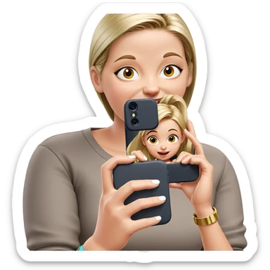 girl with phone on white sticker