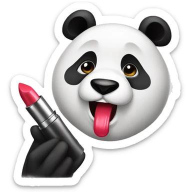 panda putting on lipstick sticker