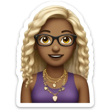 Girl with jewelry and glasses sticker