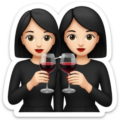 2 girls in black drinking wine sticker
