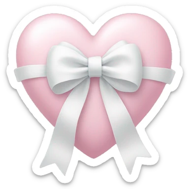 Pastel pink heart with white bow sticker