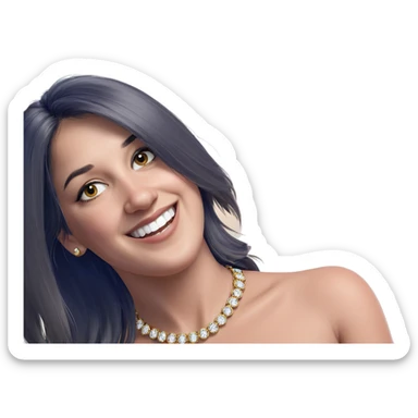 smiling girl with jewelry sticker