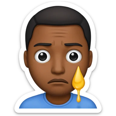 Black man emoji shedding a tear with a frown sticker