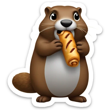 Groundhog  eating a sausage roll sticker