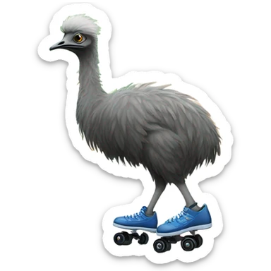 Emu leaving home wearing roller skates  sticker