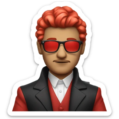 cocky red keyboard player sticker