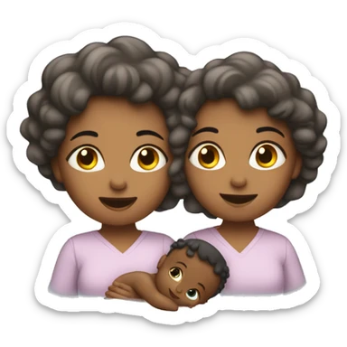 2 women with 2 babies sticker