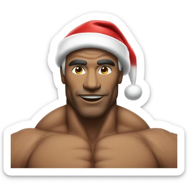 Body builder wearing Santa hat sticker
