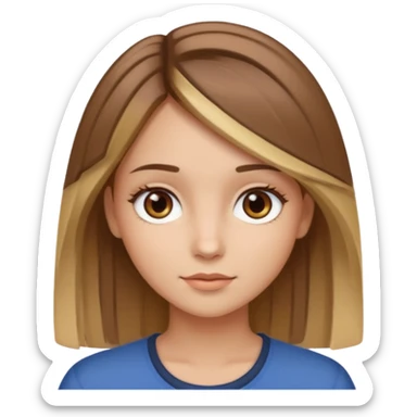 Girl with straight brown hair with blonde highlight and with brown eyes sticker