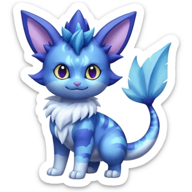 Vaporeon-Purrloin-Meowstic-Fakémon-hybrid-creature (full body)  sticker