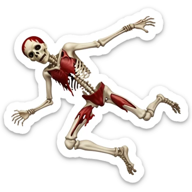 3D rotting corpse jumping in the air. In the style of your bloody skull art. More blood sticker