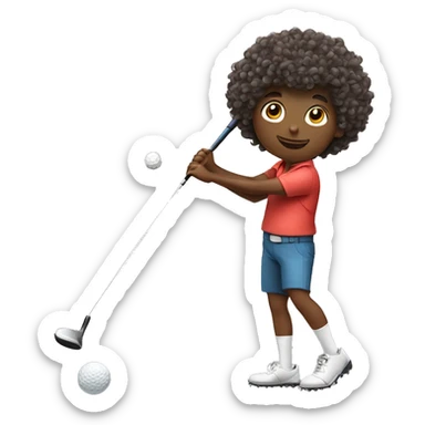 curly hair boy playing golf sticker