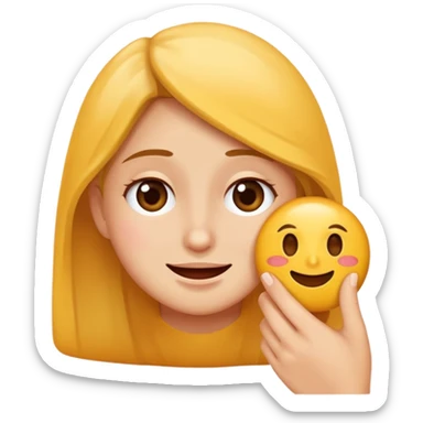Quiero una persona sosteniendo una carita feliz y que la cara este triste sticker