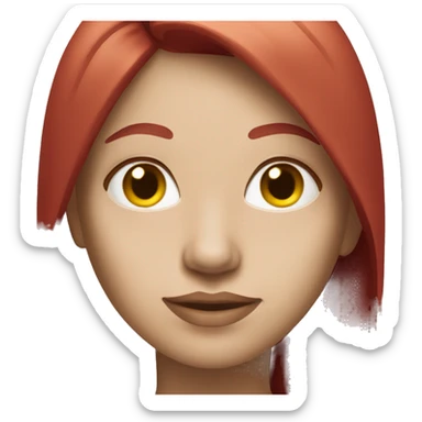 Red-haired girl with long hair in a spa mask sticker