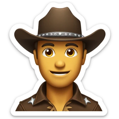 Slight smirk cowboy hat sticker