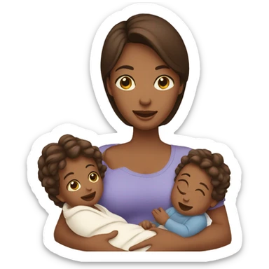 Mom holding  babies boy twins  sticker
