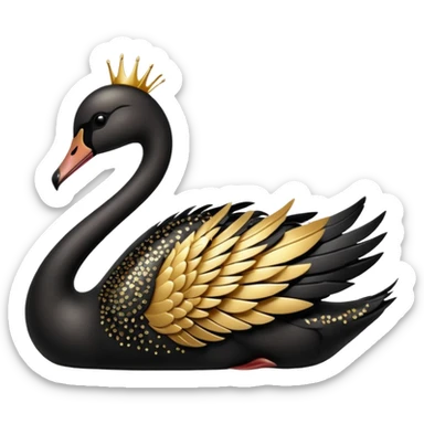 Shining black swan with gold sparkling details  sticker