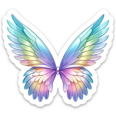A pair of Sparkly glossy Pastel iridescent glass wings  sticker