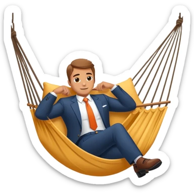 business guy in suit llying down in a hammock sticker