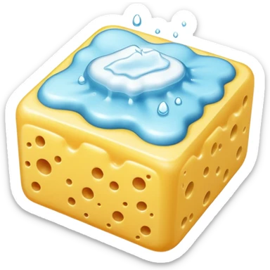 foam sponge object icon, soft sponge with soap foam, glossy wet look, 3D cartoon, mobile game icon style, centered, clean background, no text, no watermark

 sticker