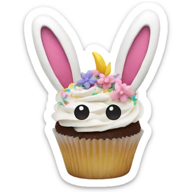 beautifully decorated Easter bunny ears cupcake sticker