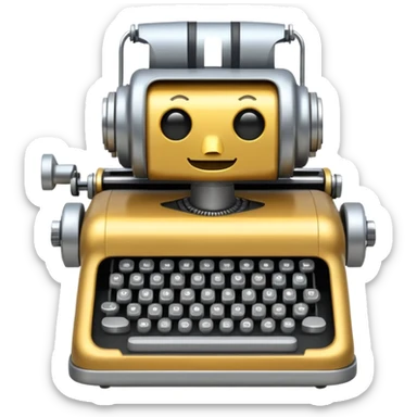 robot typewriter emoji classic typewriter shape sticker
