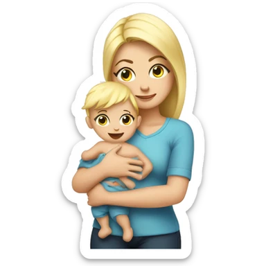 baby boy hug mommy blonde sticker