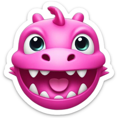3d emoji,  transparent background, show face only, pink dragon with big smile, cute style sticker