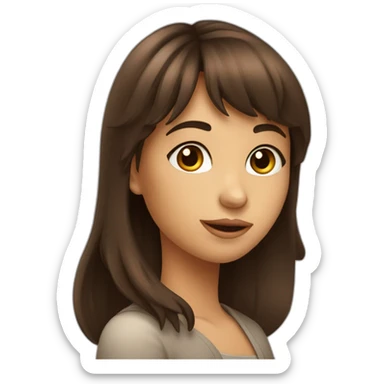 Fille avec une frange brune qui fait un bisous sticker