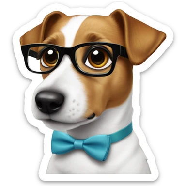 jack russel terrier with bow tie and eyeglasses sticker