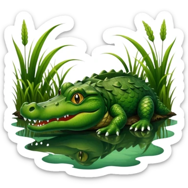 Alligator swimming in a swamp sticker