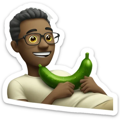 Smiley relaxing wearing cucumbers sticker