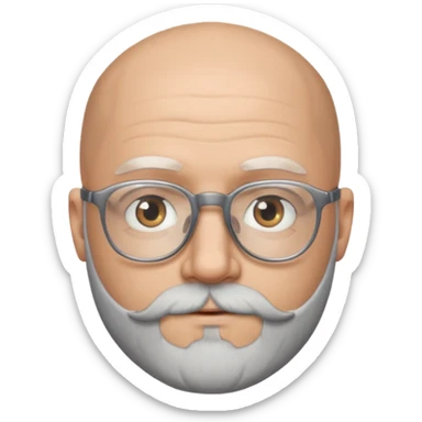Hola... Quisiera crear un emoji de un pelado blanco con lentes y barba, aproximadamente de 40 años, quiero aclarar, que no tiene canas sticker