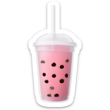 Pink boba with clear cup and white straw sticker