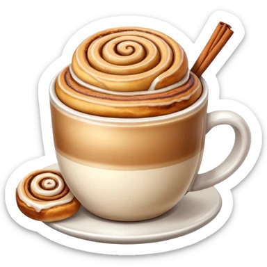 Latte and cinnamon roll sticker
